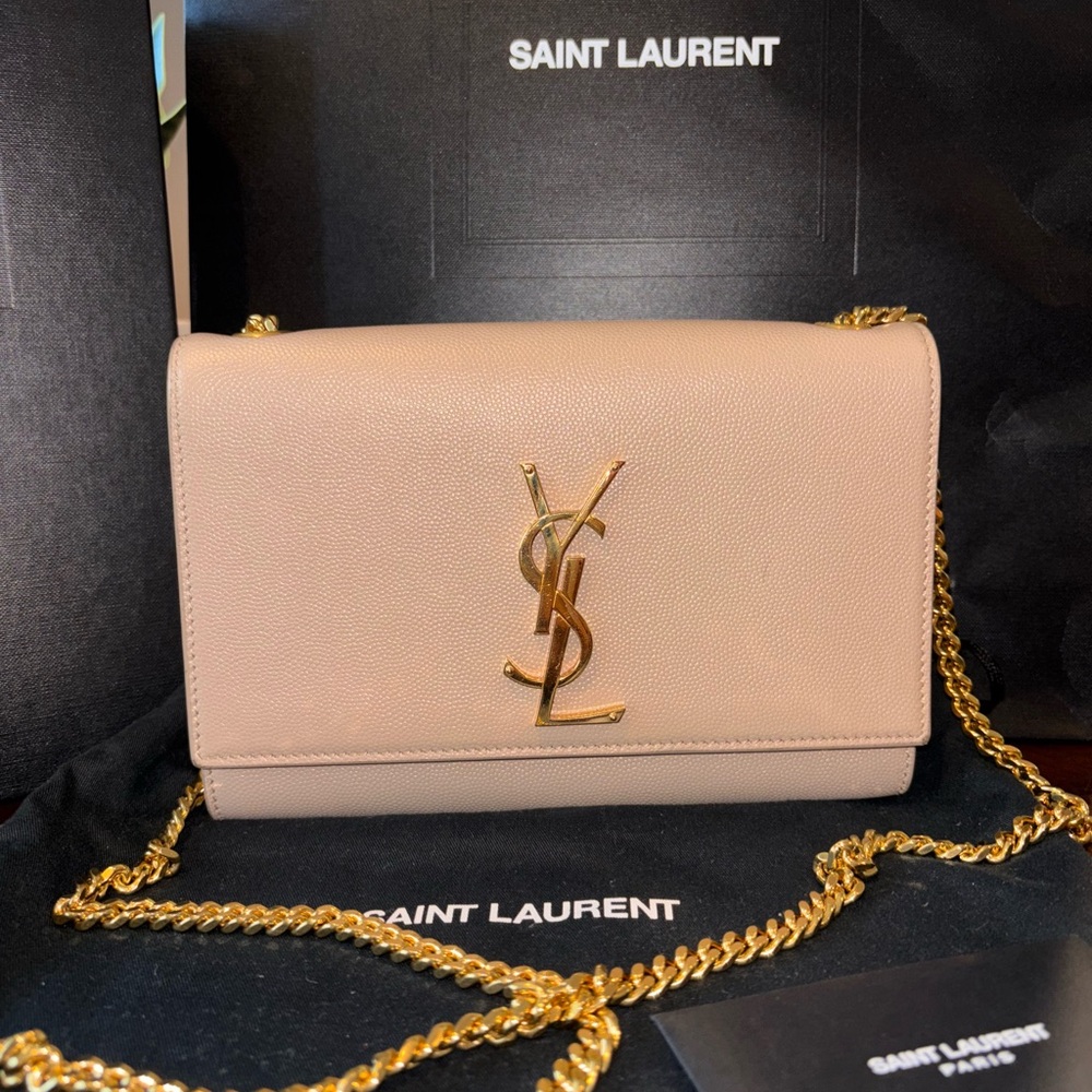 Saint Laurent Beige Chain Wallet